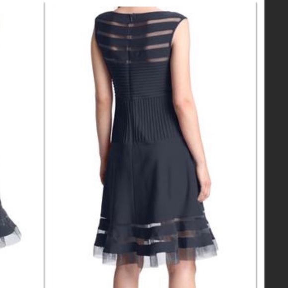 TADASHI SHOJI ILLUSION COCKTAIL DRESS W/ TULLE  DETAIL & BACK ZIPPER CLOSURE - Picture 4 of 13